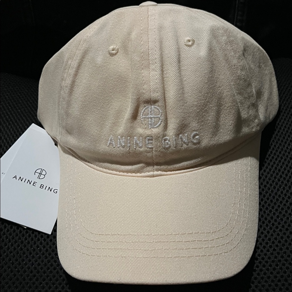 🎉 NWT Anine Bing Jeremy Baseball Cap Cream Orange 💯 Cotton - Picture 2 of 13